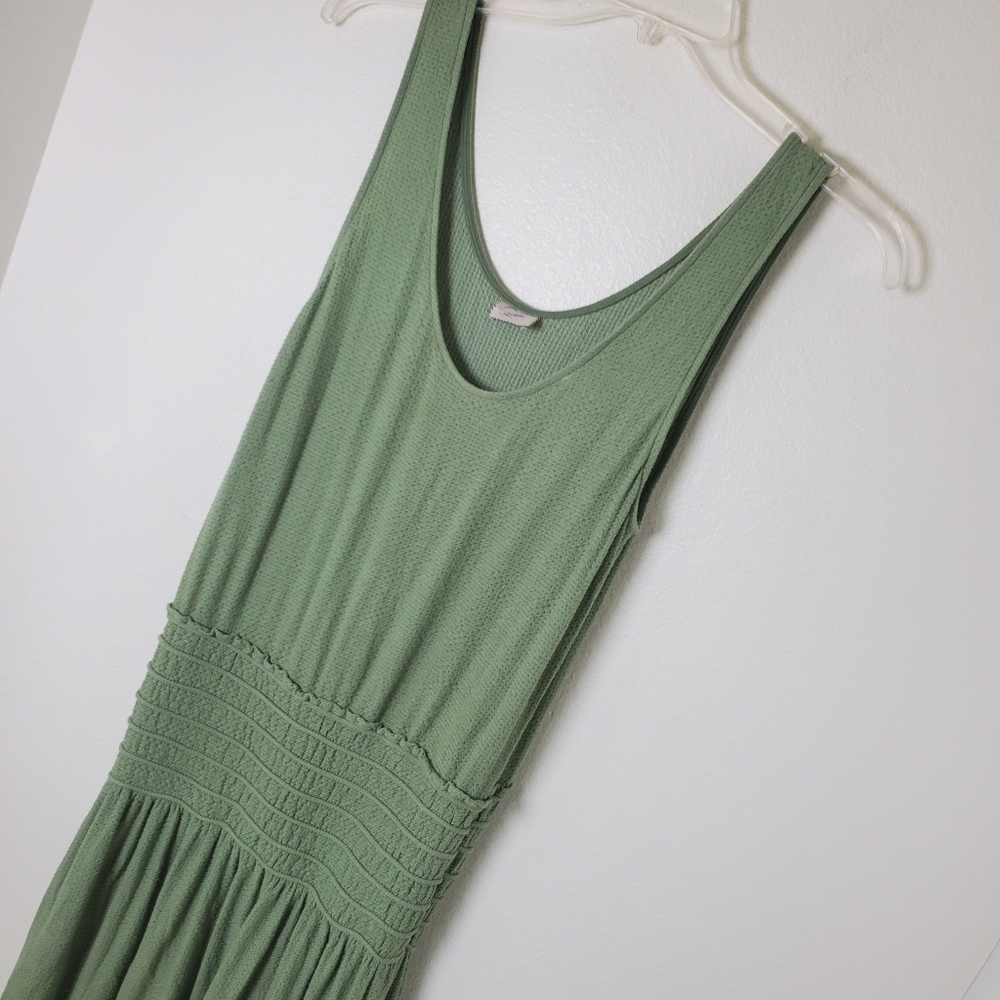 Anthropologie Postmark Sage Green Sleeveless Scoop Neck Smocked Waist Maxi Dress - Picture 3 of 11